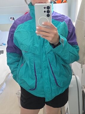 Vintage Columbia Windbreaker Jacket | Teal & Purple | Women’s Large | 90s Retro